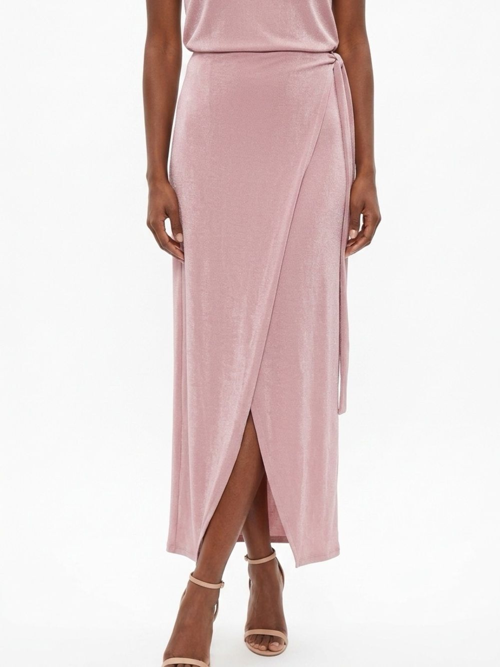 RIPLEY RADER | NEW Mauve Pink Slinky Wrap Maxi Skirt Women’s Size 1 / Small